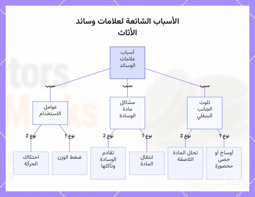الأسباب الشائعة لعلامات وسائد الأثاث