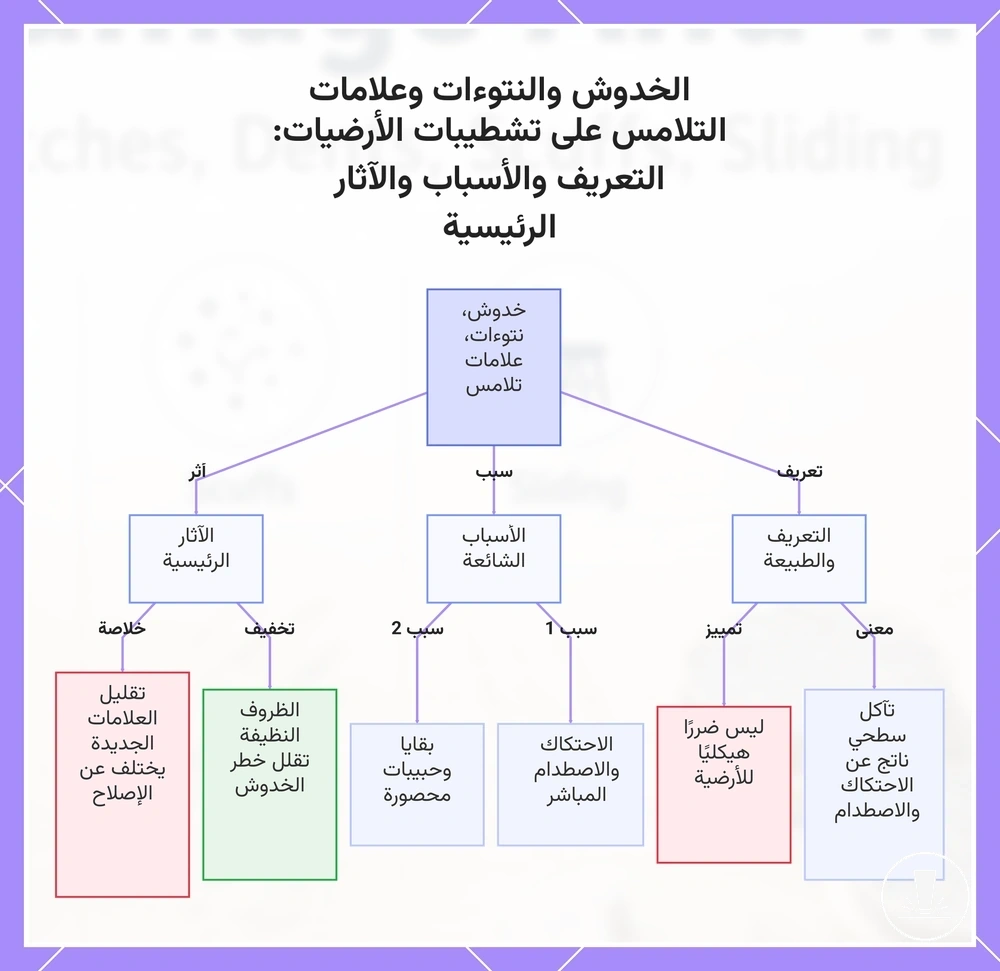 الخدوش والنتوءات وعلامات التلامس على تشطيبات الأرضيات: التعريف والأسباب والآثار الرئيسية