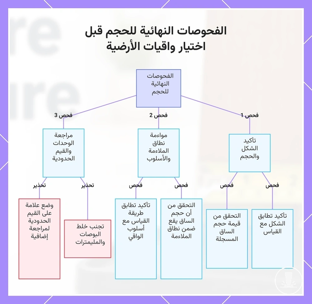 الفحوصات النهائية للحجم قبل اختيار واقيات الأرضية