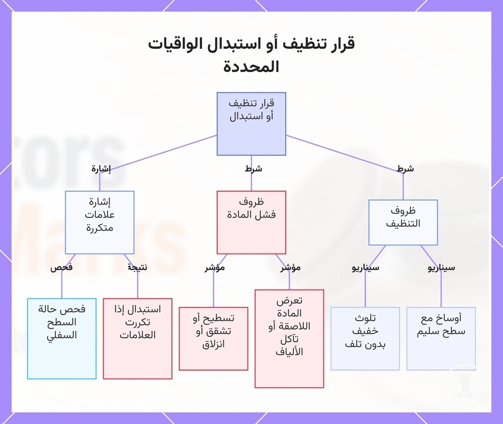 قرار تنظيف أو استبدال الواقيات المحددة
