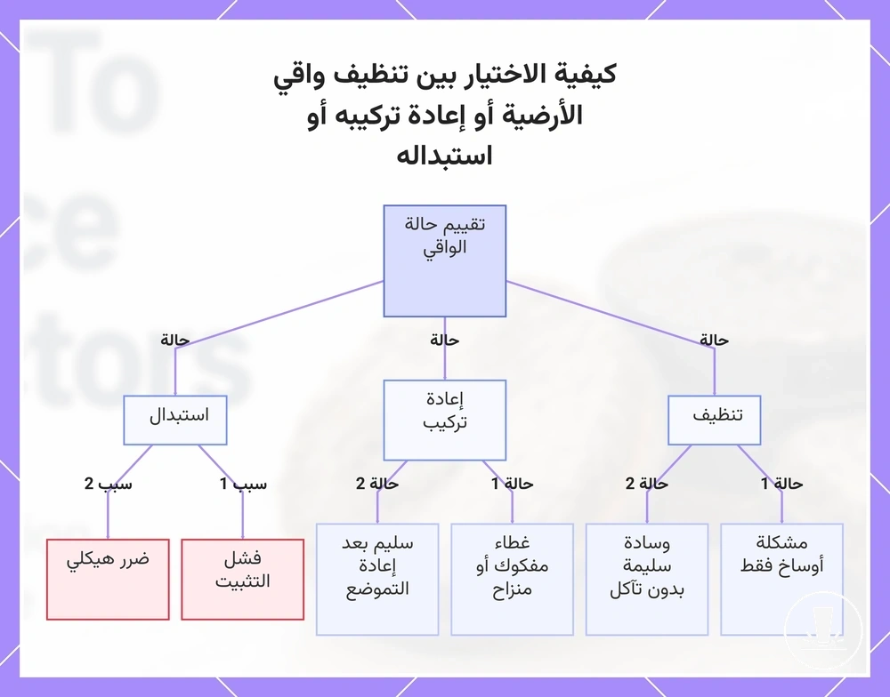 كيفية الاختيار بين تنظيف واقي الأرضية أو إعادة تركيبه أو استبداله
