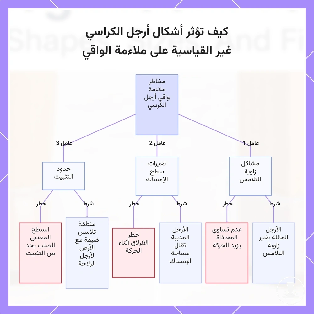 كيف تؤثر أشكال أرجل الكراسي غير القياسية على ملاءمة الواقي