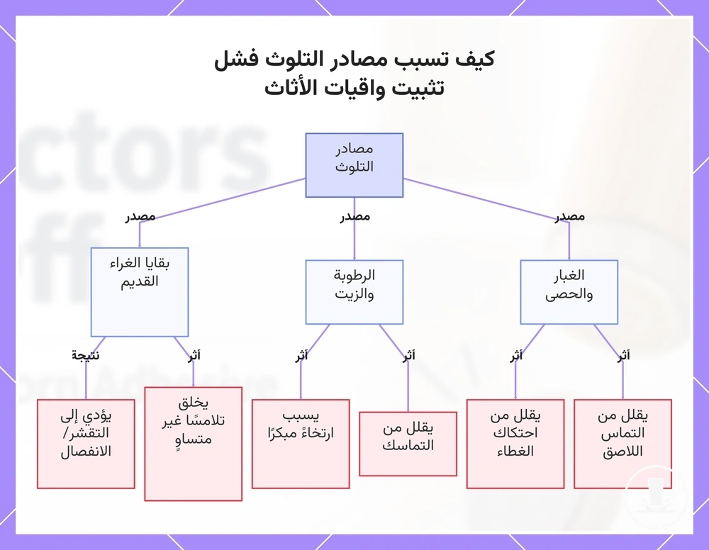 كيف تسبب مصادر التلوث فشل تثبيت واقيات الأثاث