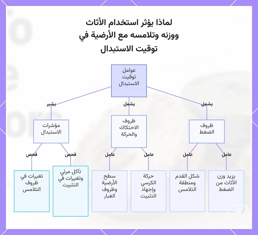 لماذا يؤثر استخدام الأثاث ووزنه وتلامسه مع الأرضية في توقيت الاستبدال