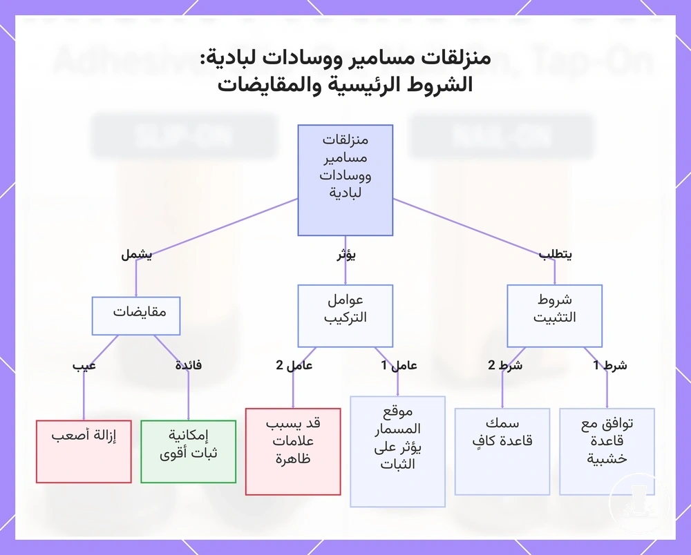 منزلقات مسامير ووسادات لبادية: الشروط الرئيسية والمقايضات