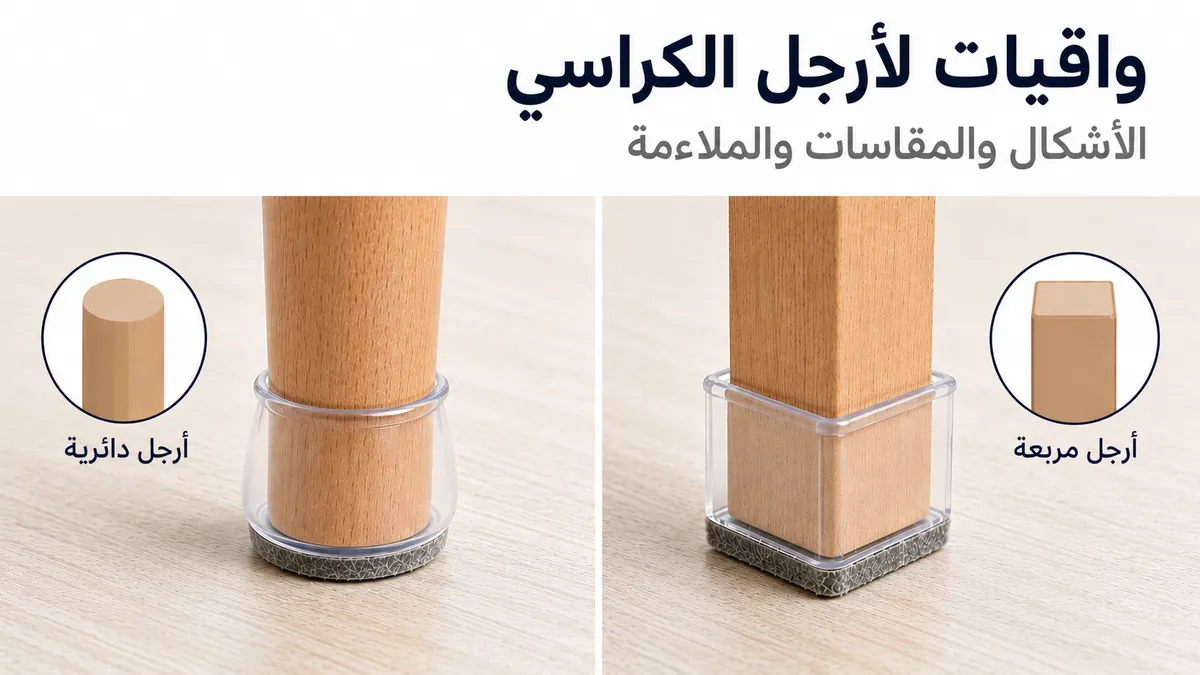 واقيات أرضيات لأرجل الكراسي مناسبة للأرجل المستديرة والمربعة.