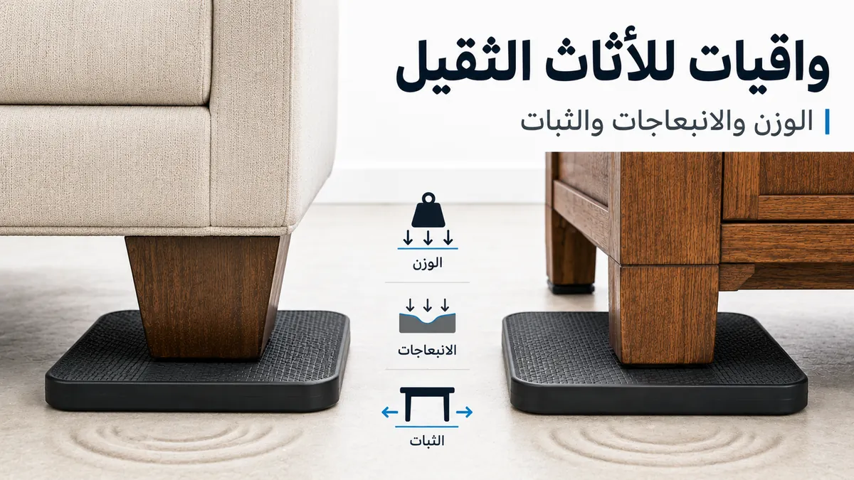 واقيات أرضيات للأثاث الثقيل موضوعة تحت أقدام عريضة لتقليل الانبعاجات وتحسين الثبات.