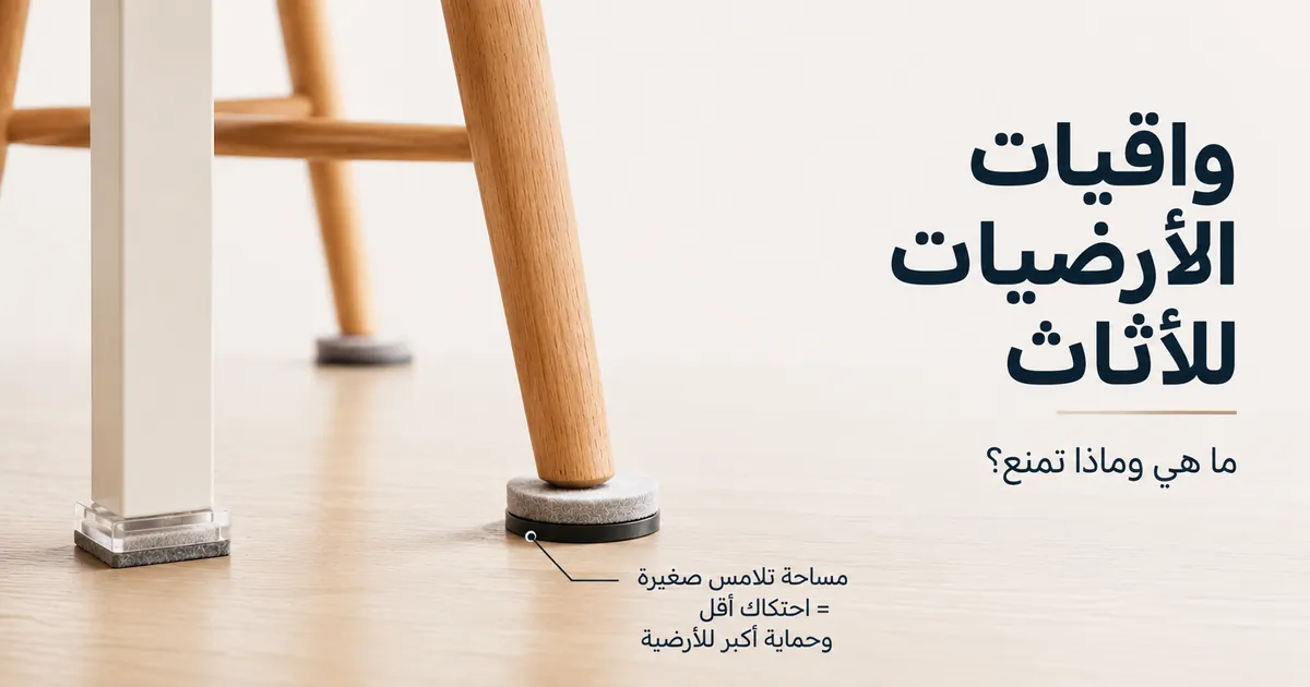 واقيات أرضيات موضوعة تحت أرجل الكراسي والطاولات لتقليل تلف الأرضية الناتج عن الاحتكاك.