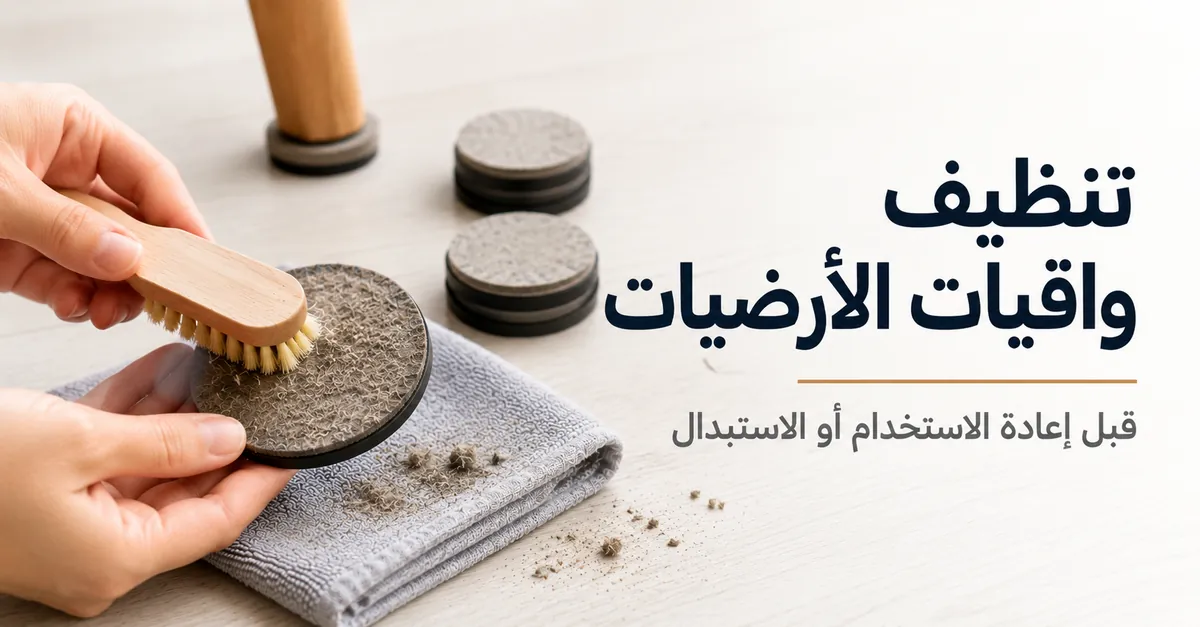 تنظيف الغبار والأوساخ من واقيات الأرضيات للأثاث قبل إعادة استخدامها أو استبدالها.