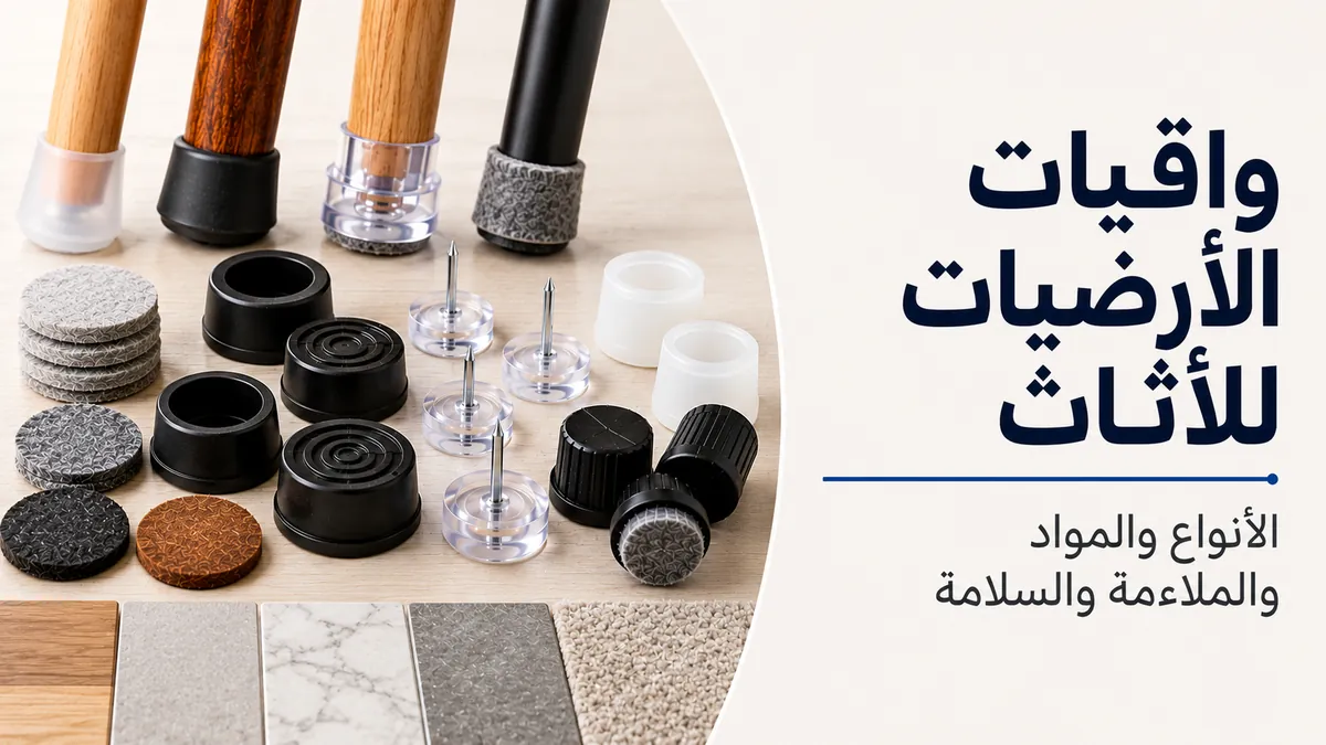 مجموعة من واقيات الأرضيات للأثاث تشمل وسائد وأغطية ومنزلقات ومواد تلامس الأرضية.