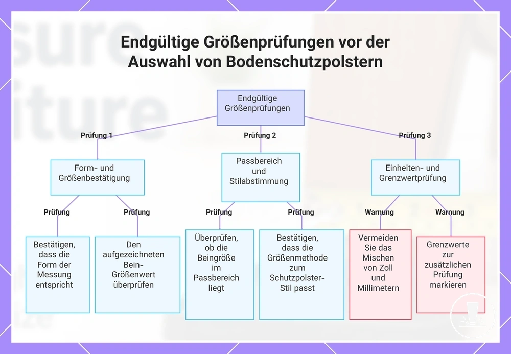 Endgültige Größenprüfungen vor der Auswahl von Bodenschutzpolstern
