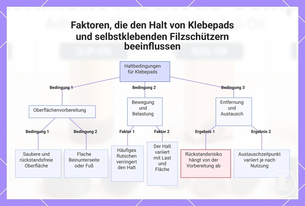 Faktoren, die den Halt von Klebepads und selbstklebenden Filzschützern beeinflussen