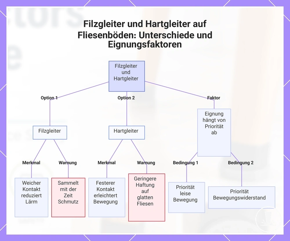 Filzgleiter und Hartgleiter auf Fliesenböden: Unterschiede und Eignungsfaktoren