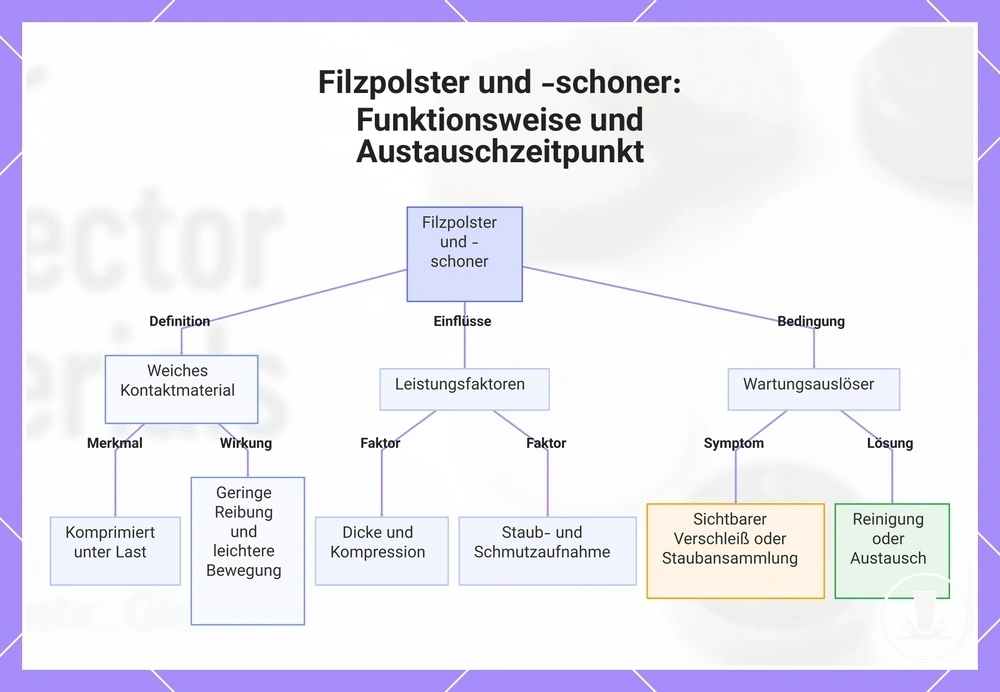 Filzpolster und -schoner: Funktionsweise und Austauschzeitpunkt