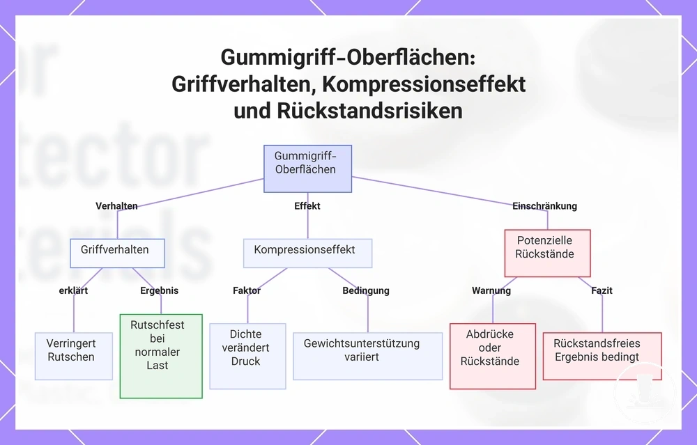 Gummigriff-Oberflächen: Griffverhalten, Kompressionseffekt und Rückstandsrisiken