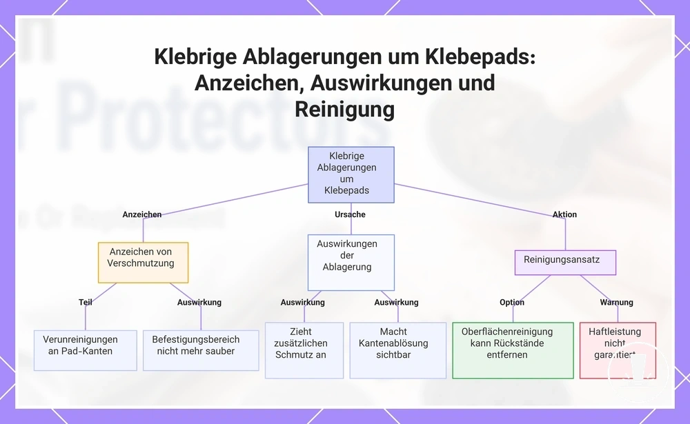 Klebrige Ablagerungen um Klebepads: Anzeichen, Auswirkungen und Reinigung