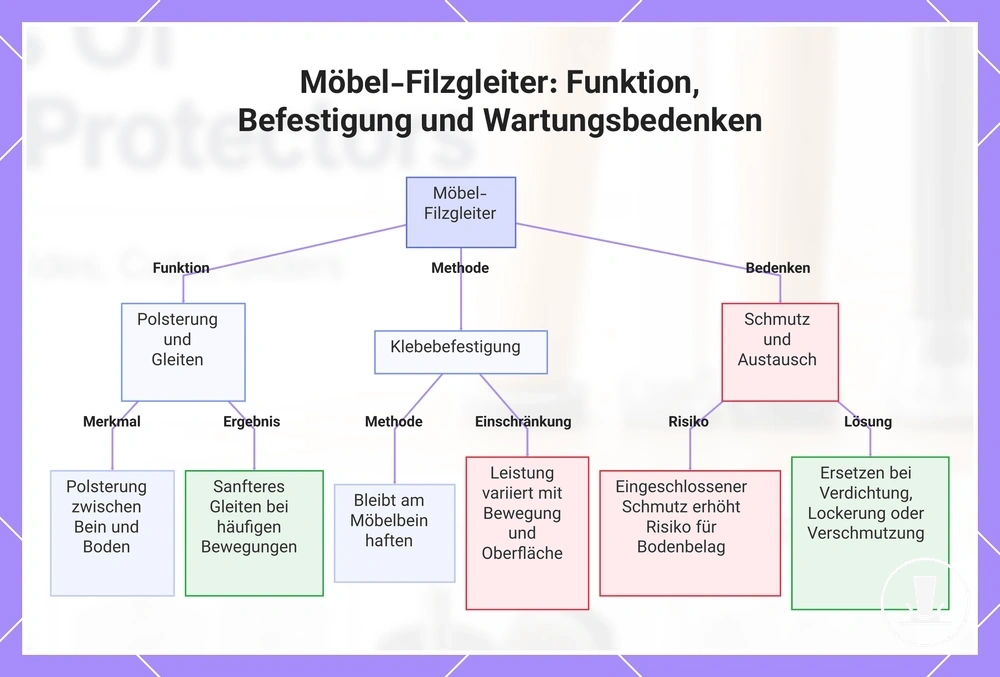 Möbel-Filzgleiter: Funktion, Befestigung und Wartungsbedenken