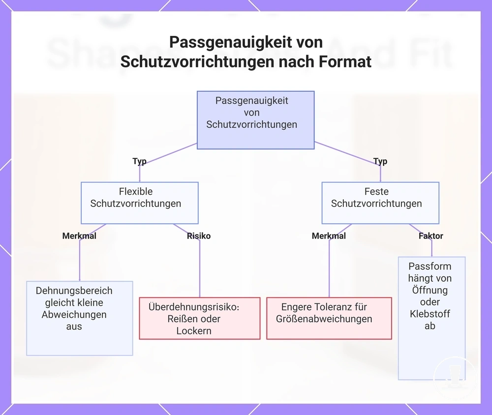 Passgenauigkeit von Schutzvorrichtungen nach Format