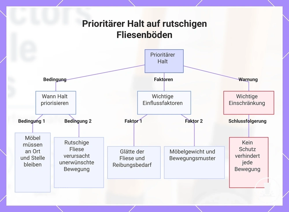 Prioritärer Halt auf rutschigen Fliesenböden