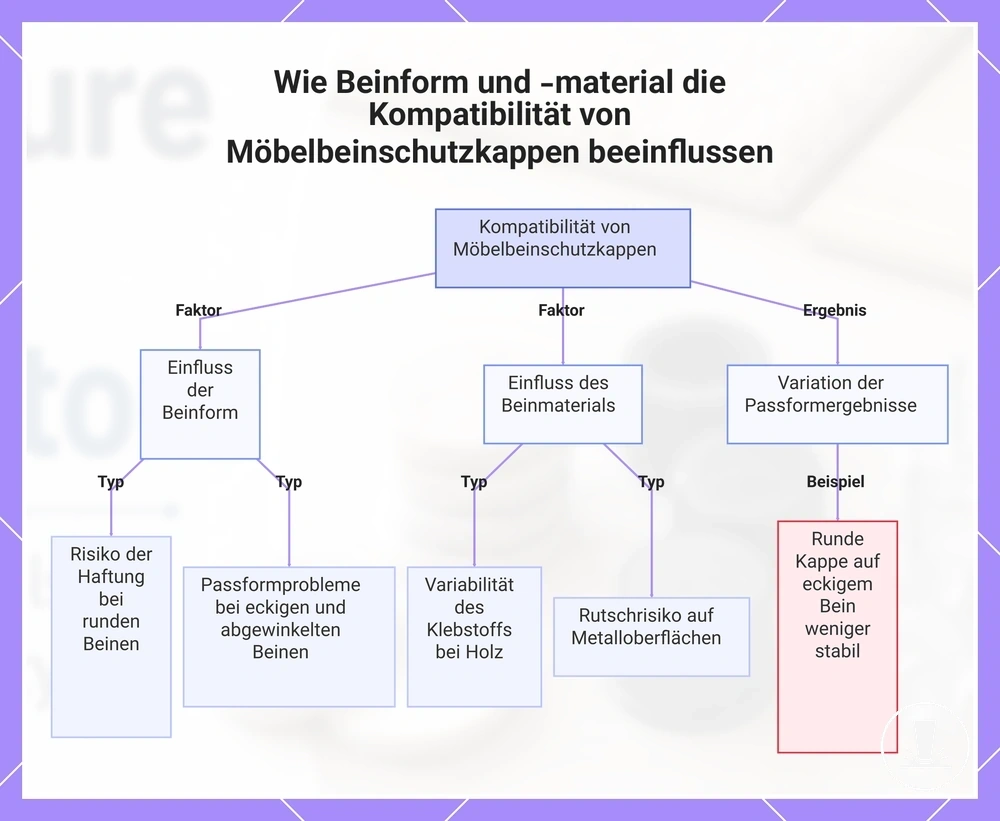 Wie Beinform und -material die Kompatibilität von Möbelbeinschutzkappen beeinflussen