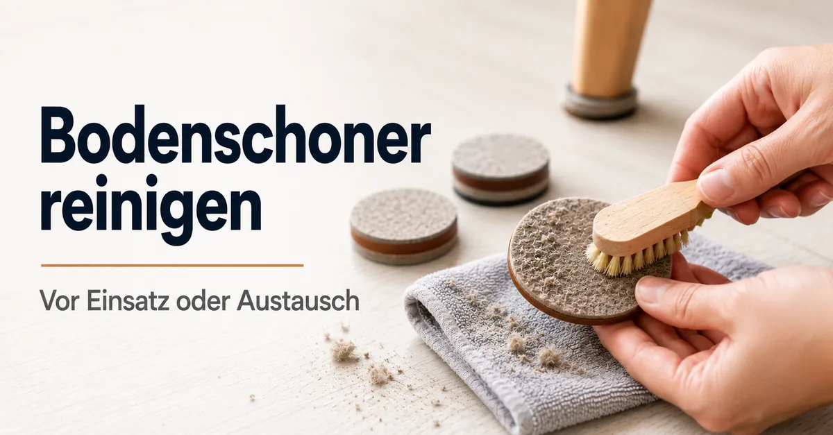 Staub und Schmutz werden vor erneutem Einsatz oder Austausch von Bodenschonern für Möbel entfernt.
