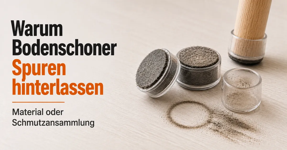 Bodenschoner für Möbel und sichtbare Spuren auf dem Boden durch Materialunverträglichkeit oder Schmutzansammlung.