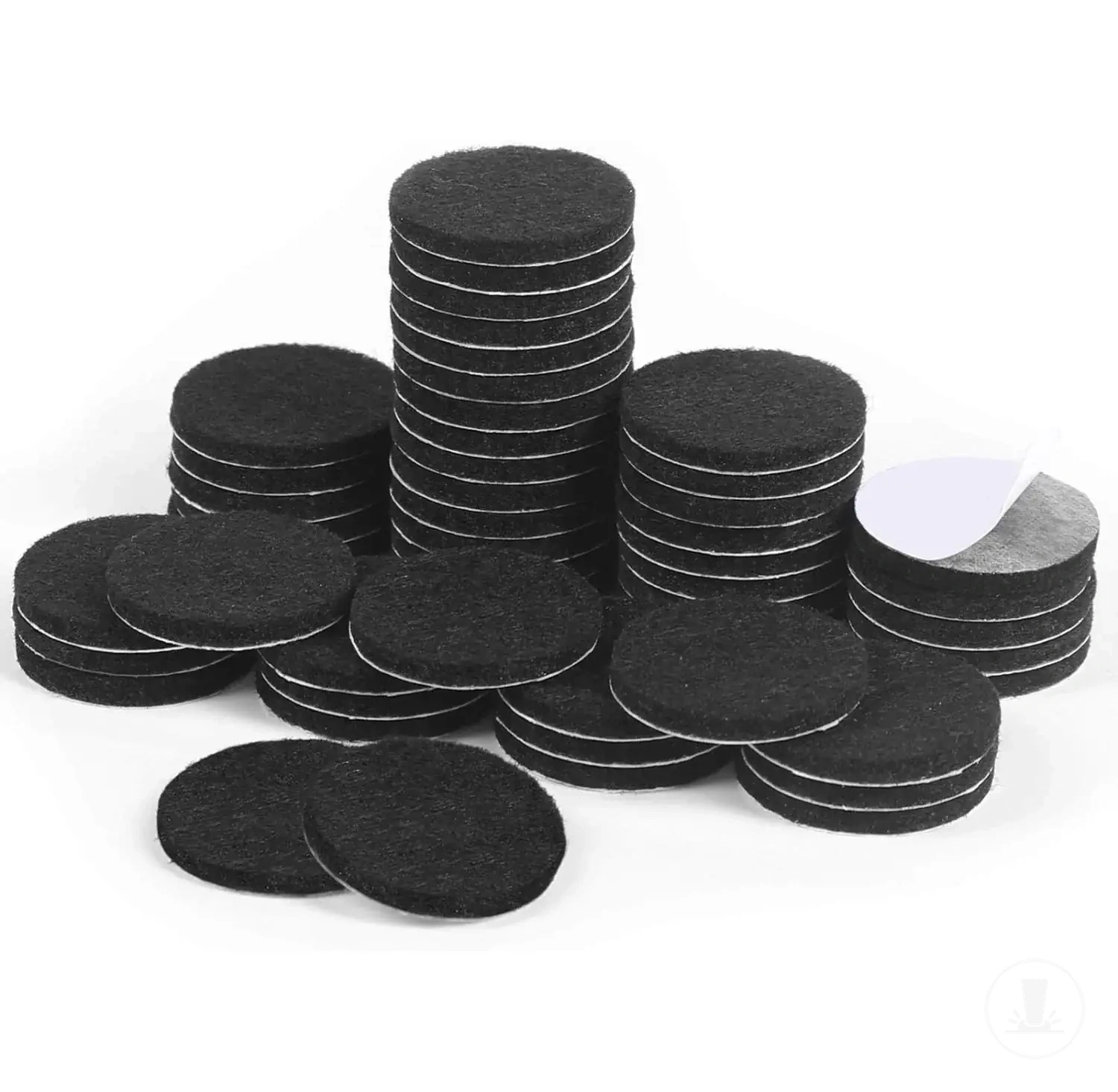 Round self adhesive felt furniture pads for hardwood and laminate flooring.