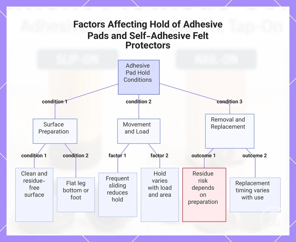 Factors Affecting Hold of Adhesive Pads and Self-Adhesive Felt Protectors