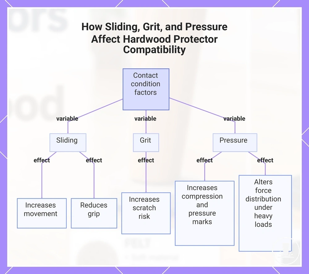 How Sliding, Grit, and Pressure Affect Hardwood Protector Compatibility