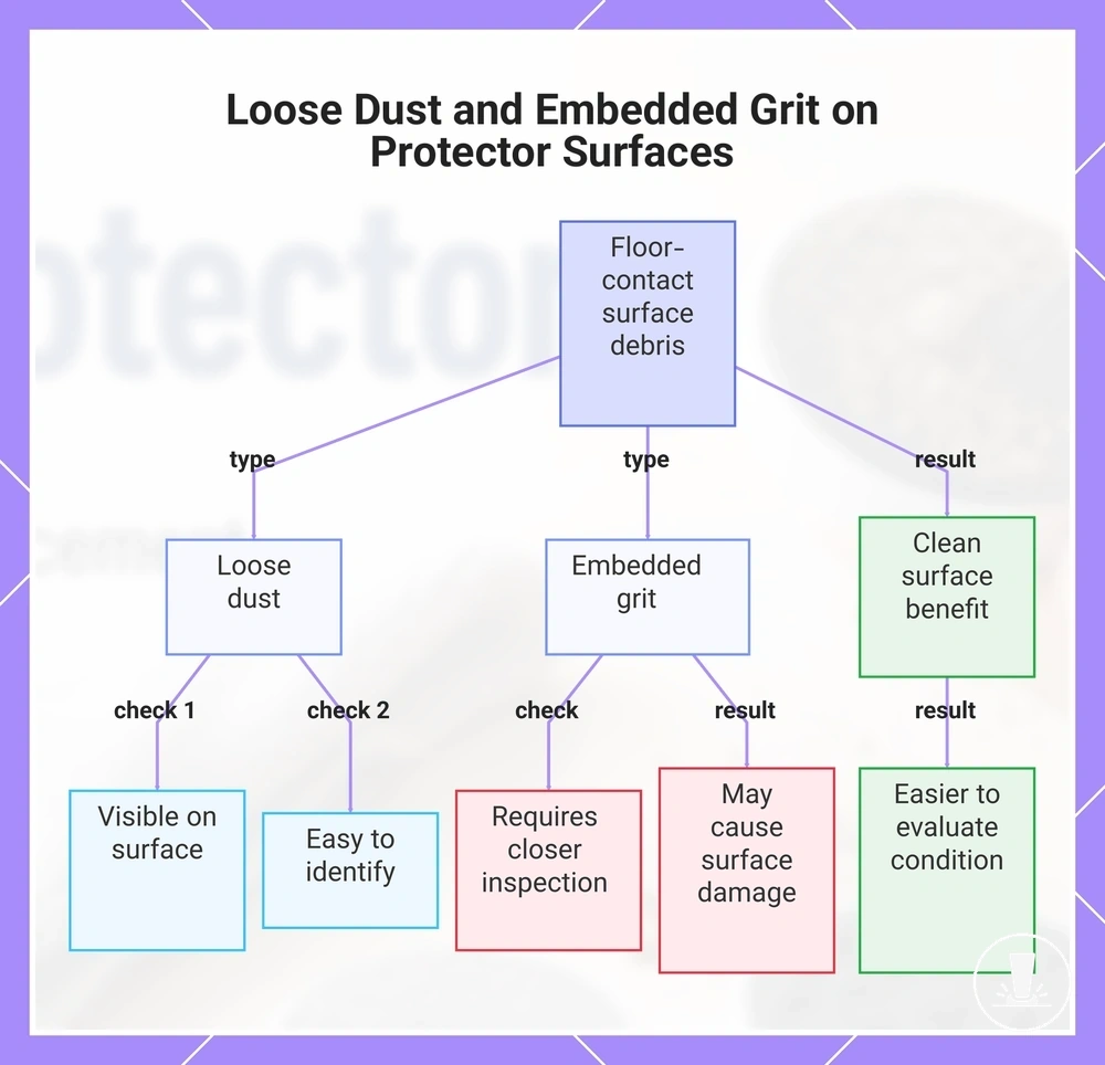 Loose Dust and Embedded Grit on Protector Surfaces