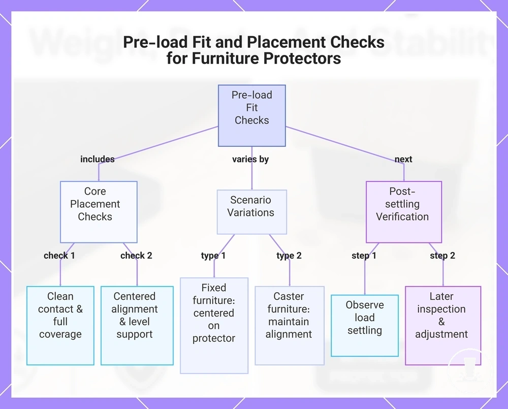 Pre-load Fit and Placement Checks for Furniture Protectors
