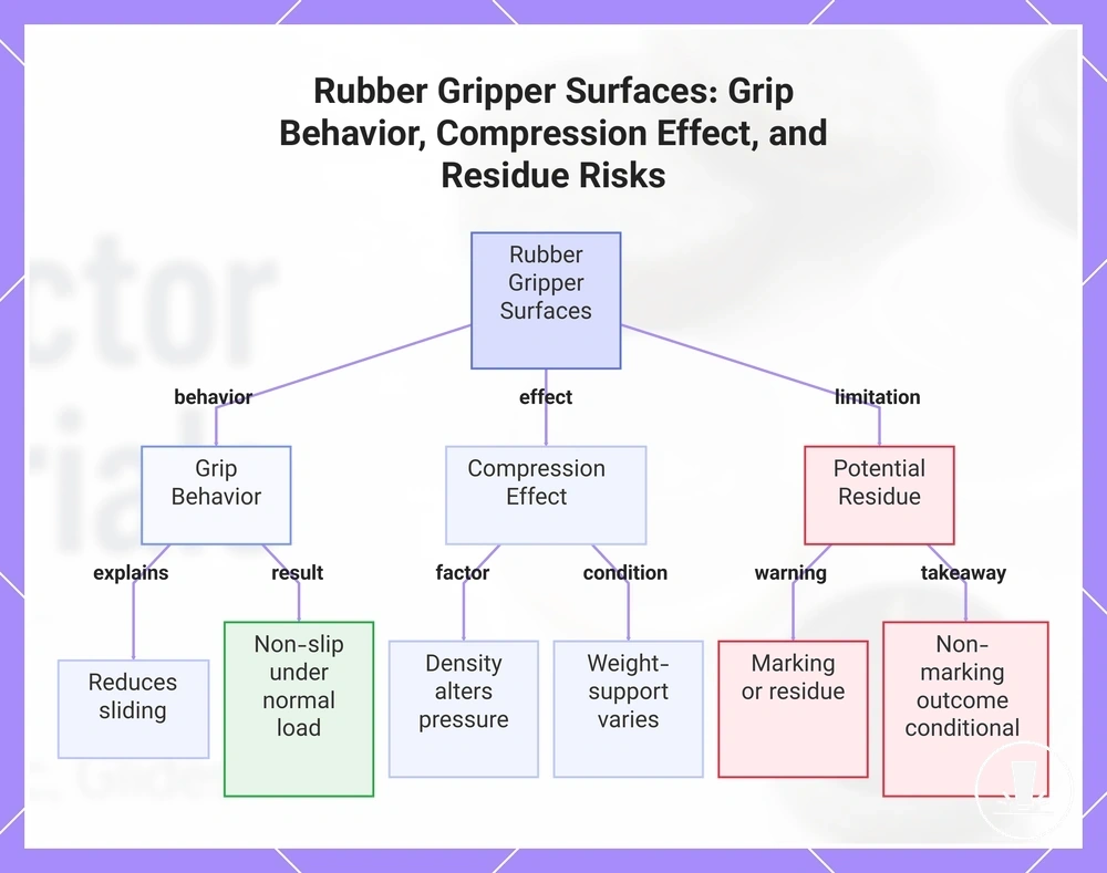Rubber Gripper Surfaces: Grip Behavior, Compression Effect, and Residue Risks