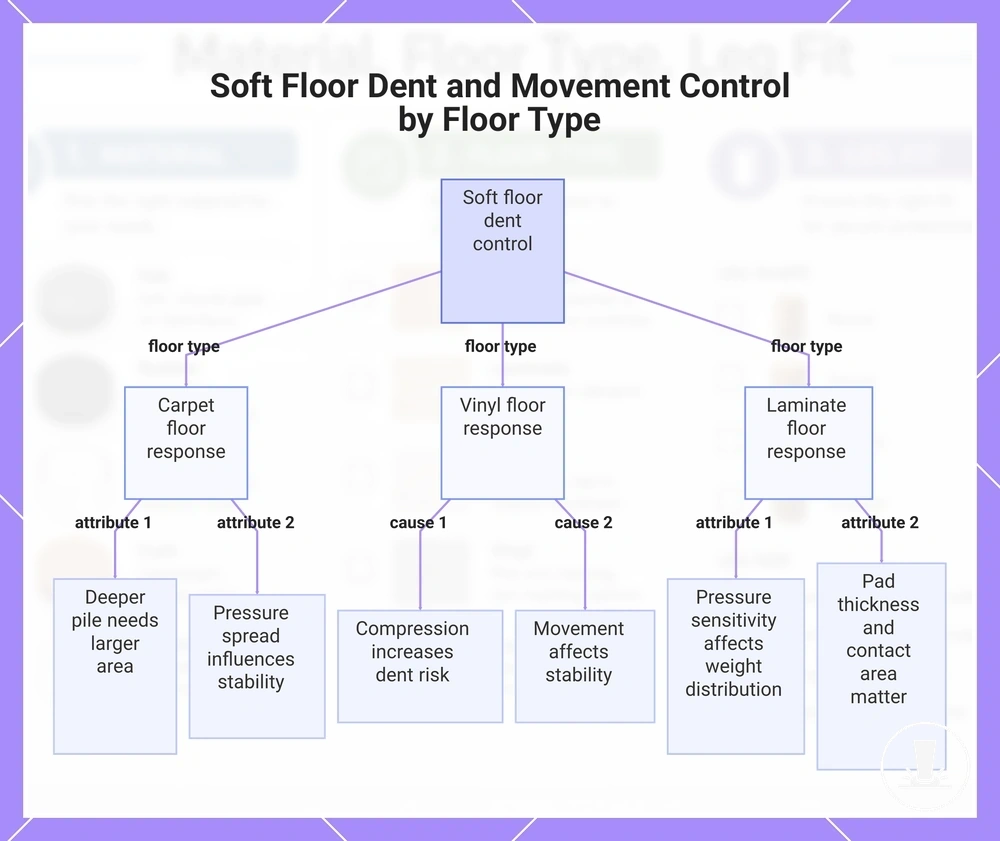 Soft Floor Dent and Movement Control by Floor Type