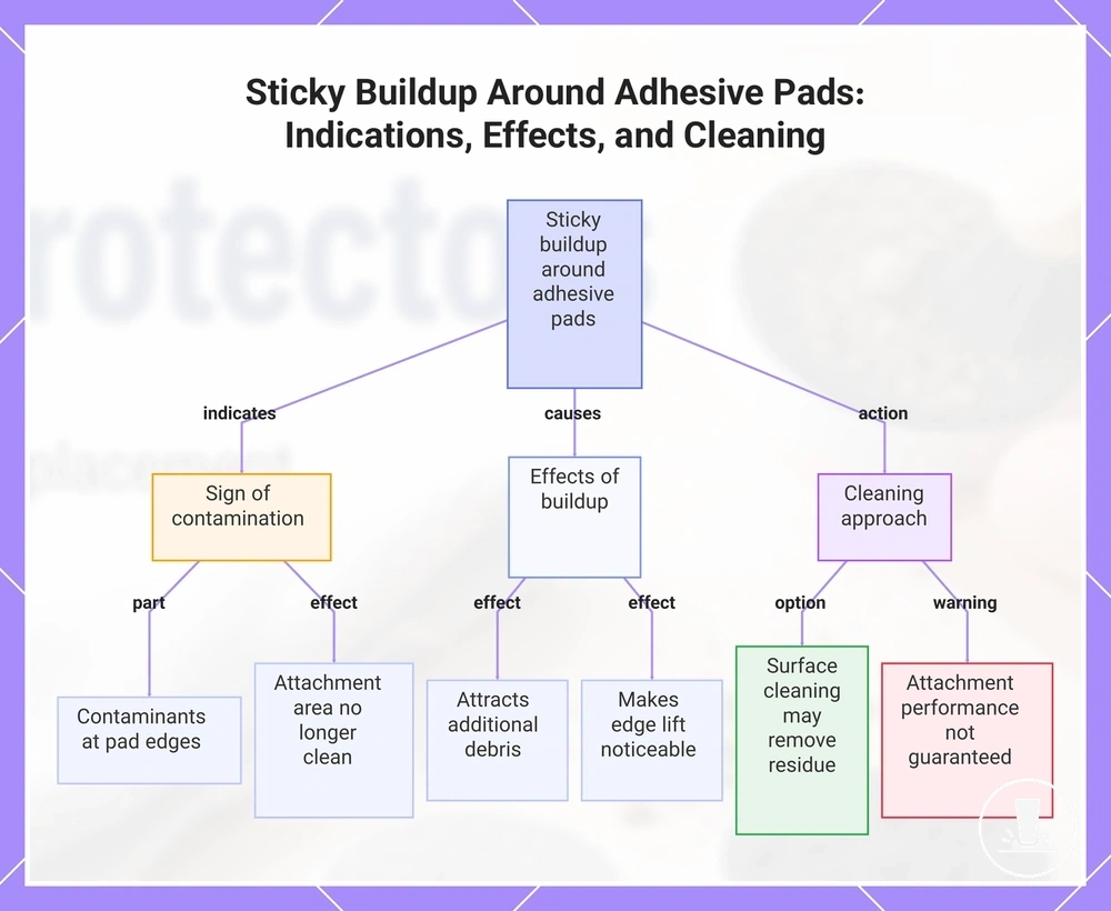 Sticky Buildup Around Adhesive Pads: Indications, Effects, and Cleaning