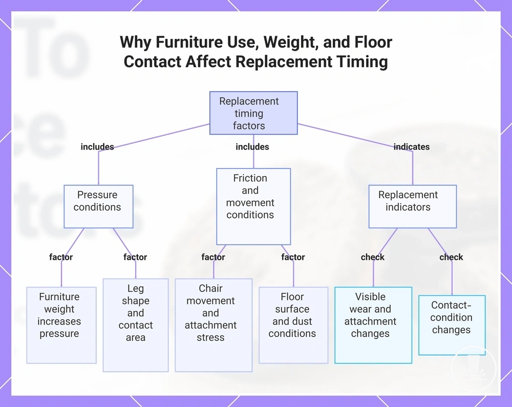 Why Furniture Use, Weight, and Floor Contact Affect Replacement Timing