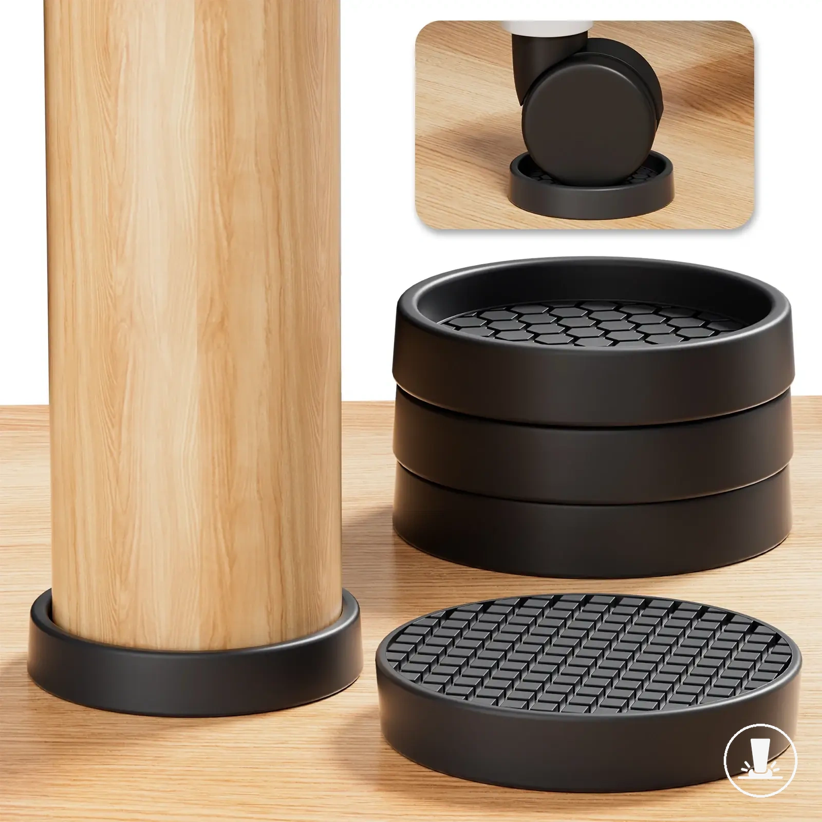 Copas de goma para ruedas de muebles, patas de mesa, camas y sofás.