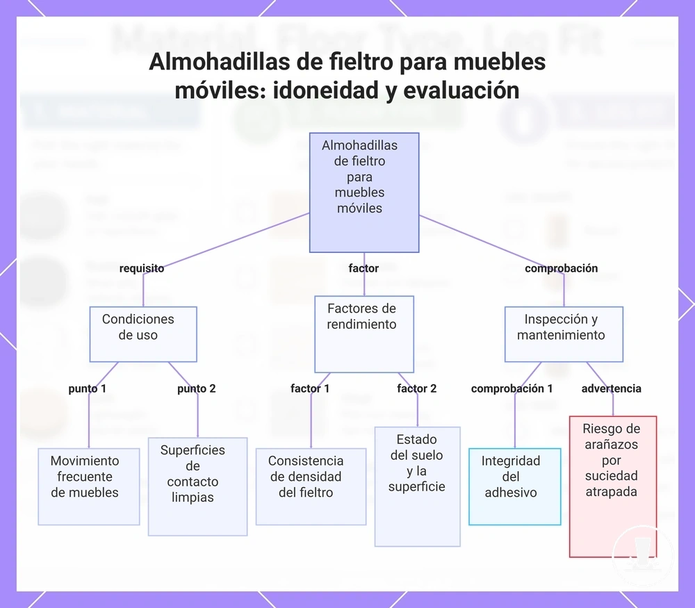 Almohadillas de fieltro para muebles móviles: idoneidad y evaluación