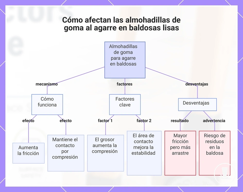 Cómo afectan las almohadillas de goma al agarre en baldosas lisas