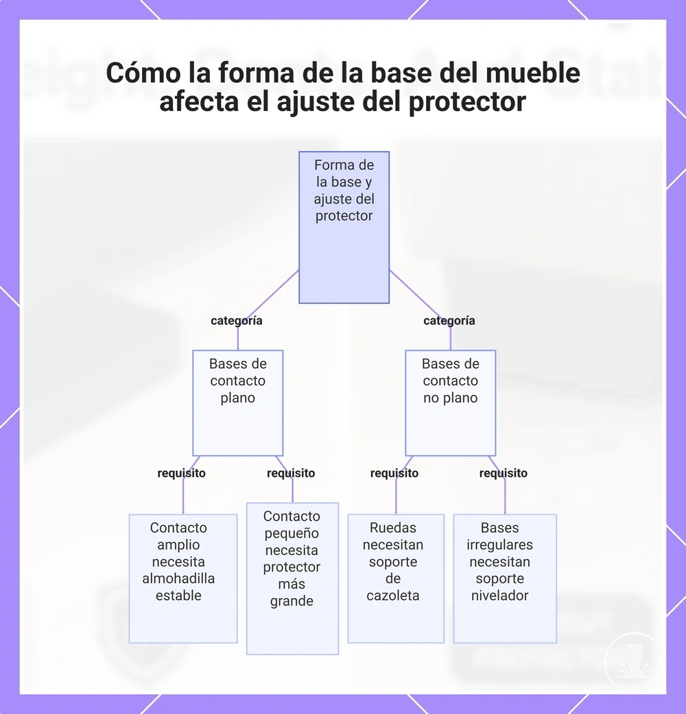 Cómo la forma de la base del mueble afecta el ajuste del protector