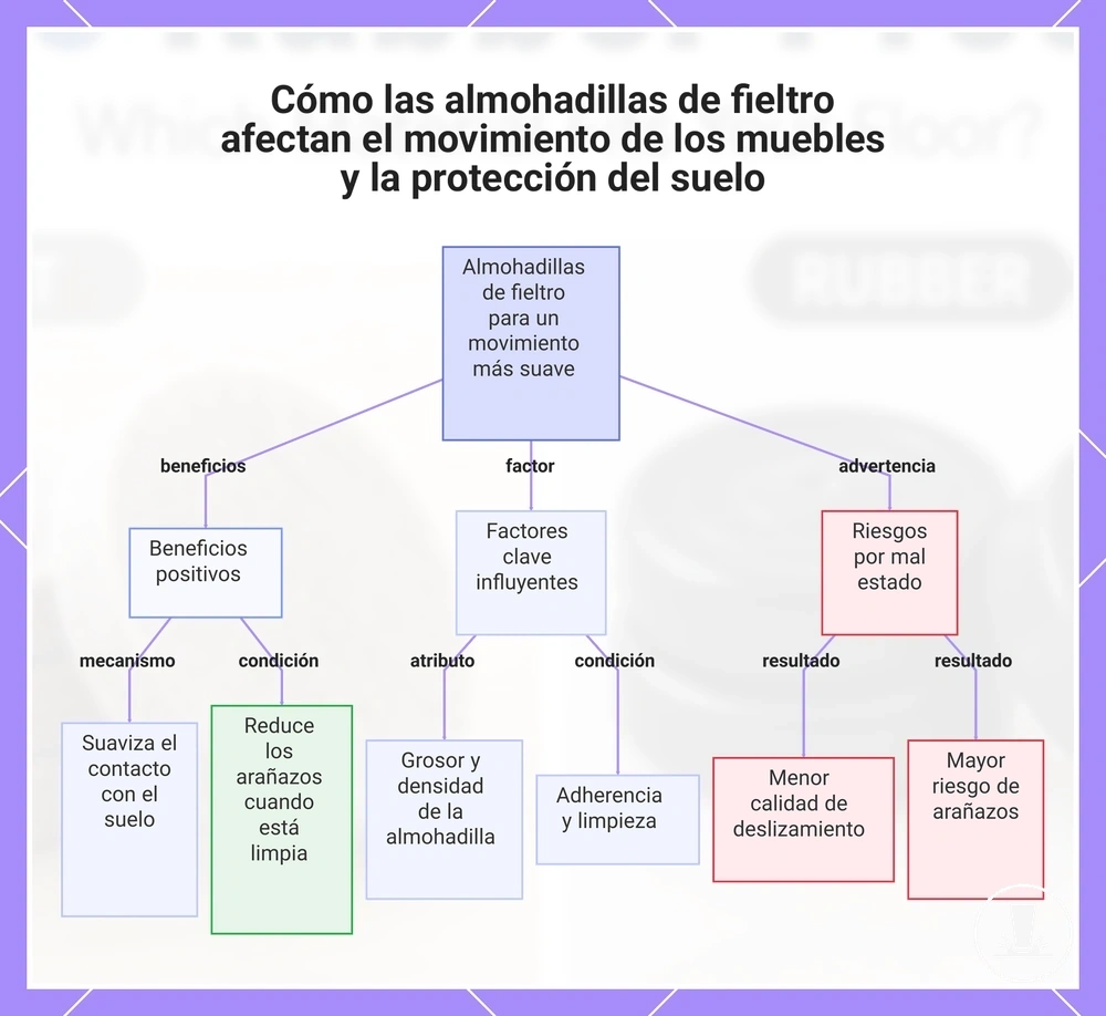 Cómo las almohadillas de fieltro afectan el movimiento de los muebles y la protección del suelo