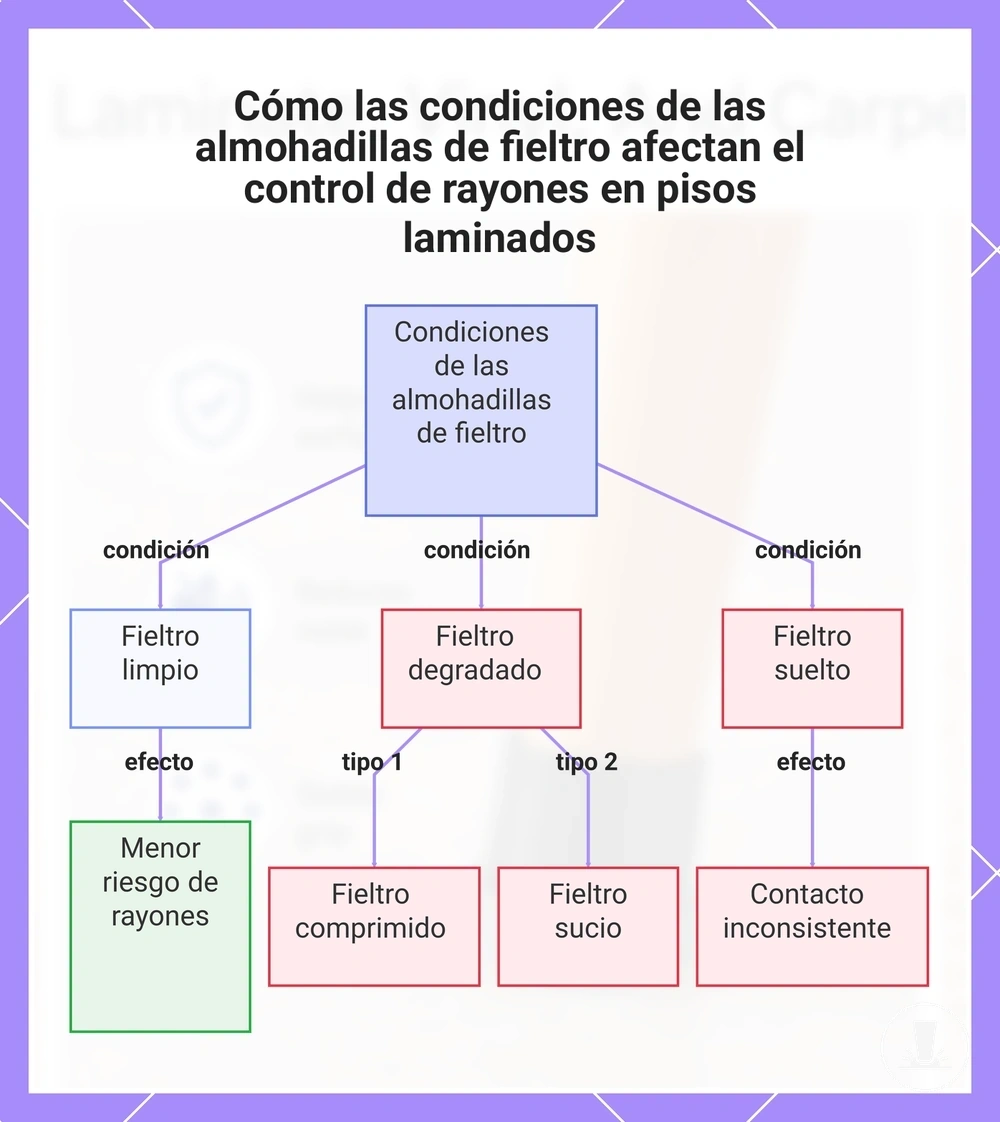 Cómo las condiciones de las almohadillas de fieltro afectan el control de rayones en pisos laminados