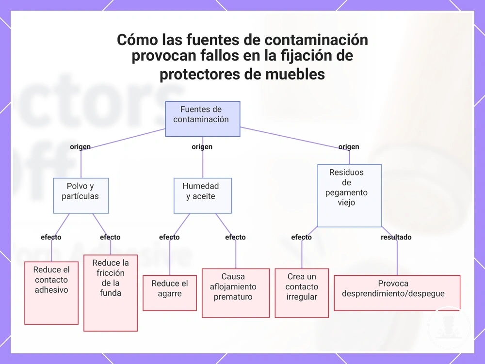 Cómo las fuentes de contaminación provocan fallos en la fijación de protectores de muebles