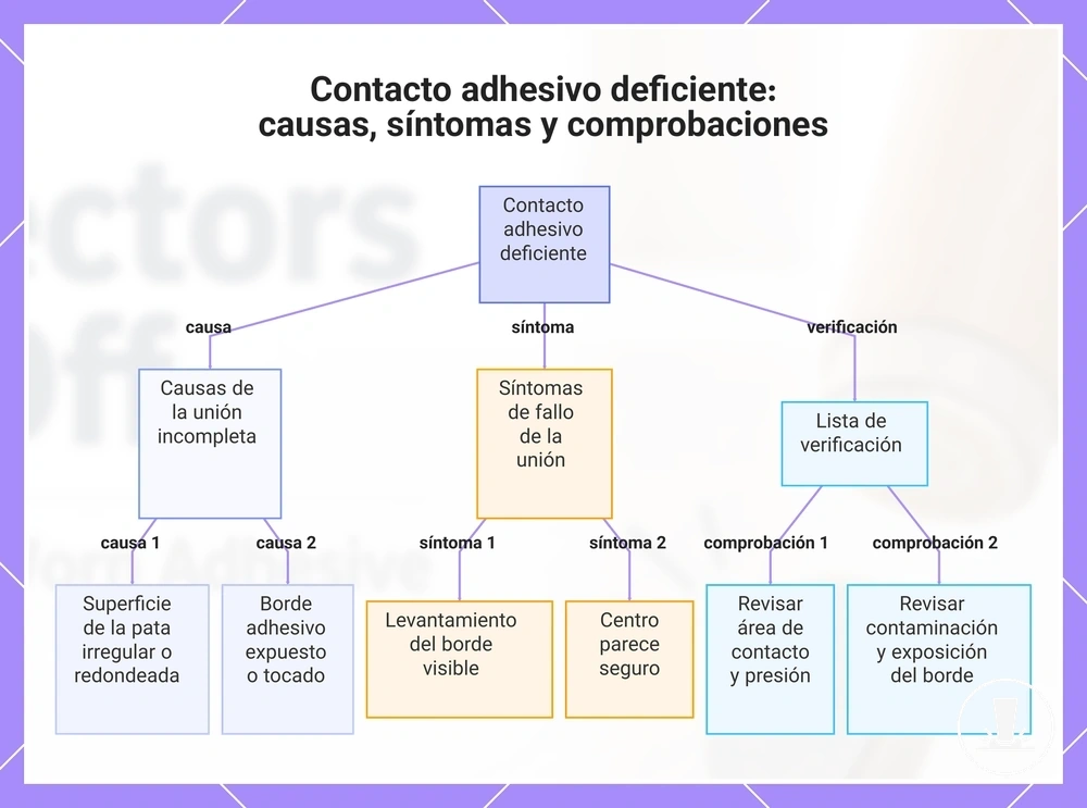 Contacto adhesivo deficiente: causas, síntomas y comprobaciones