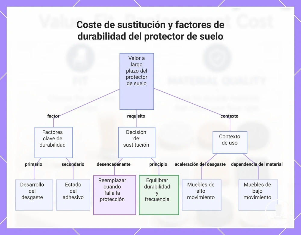 Coste de sustitución y factores de durabilidad del protector de suelo