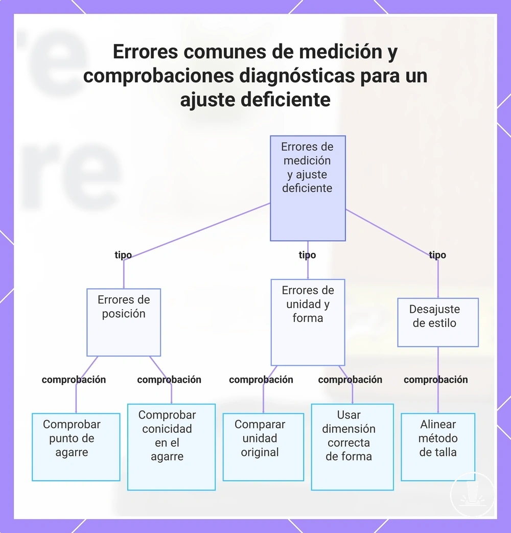 Errores comunes de medición y comprobaciones diagnósticas para un ajuste deficiente
