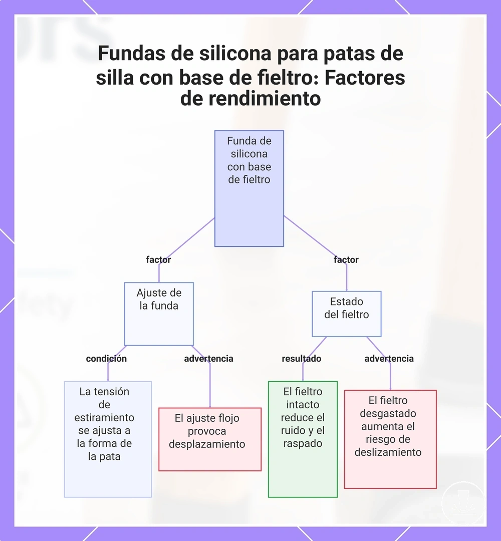 Fundas de silicona para patas de silla con base de fieltro: Factores de rendimiento