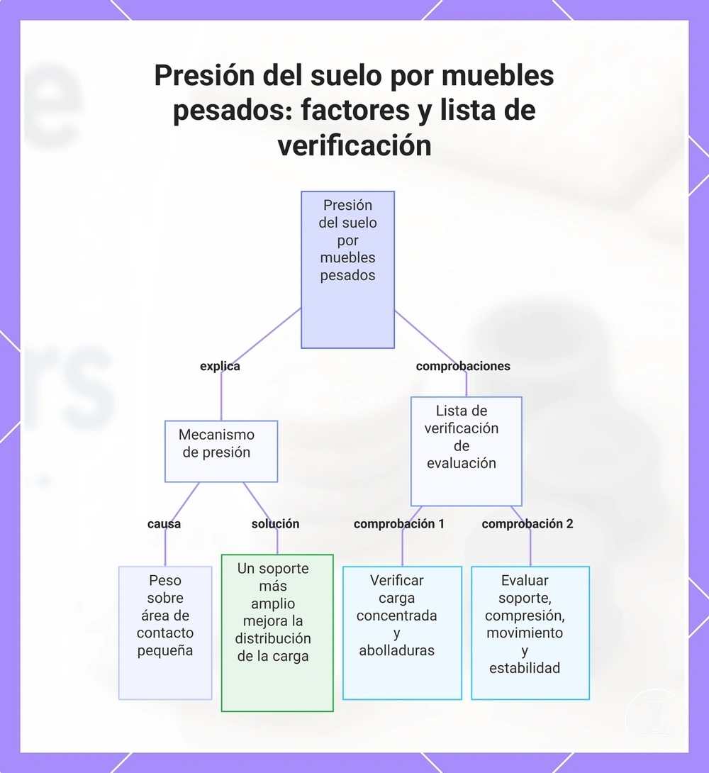 Presión del suelo por muebles pesados: factores y lista de verificación
