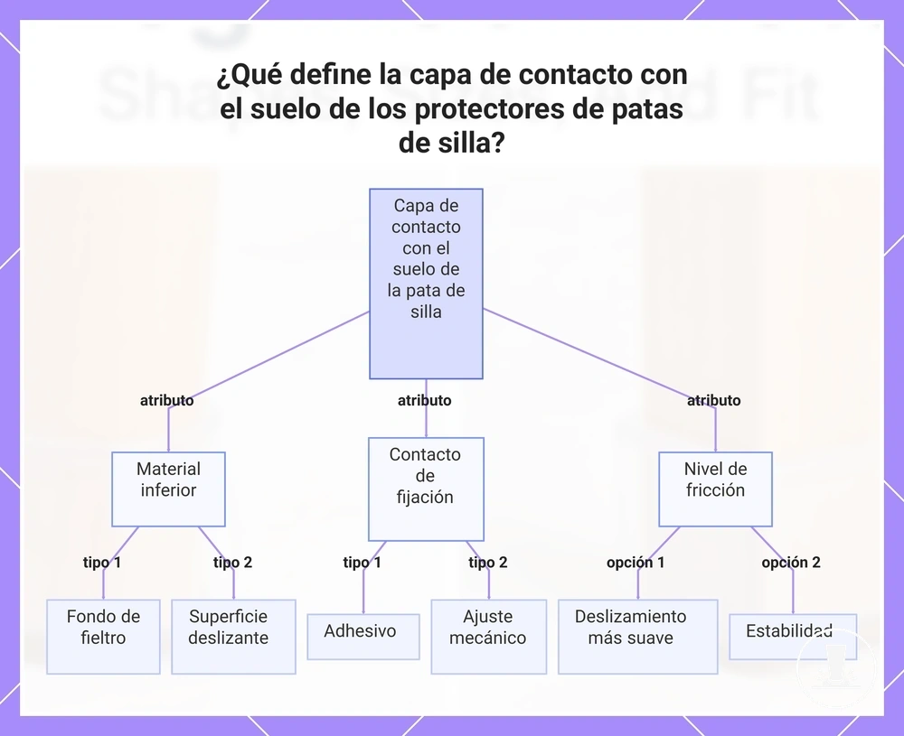 ¿Qué define la capa de contacto con el suelo de los protectores de patas de silla?