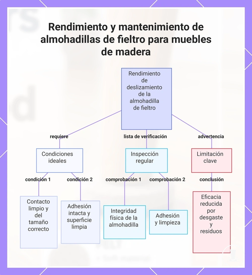 Rendimiento y mantenimiento de almohadillas de fieltro para muebles de madera