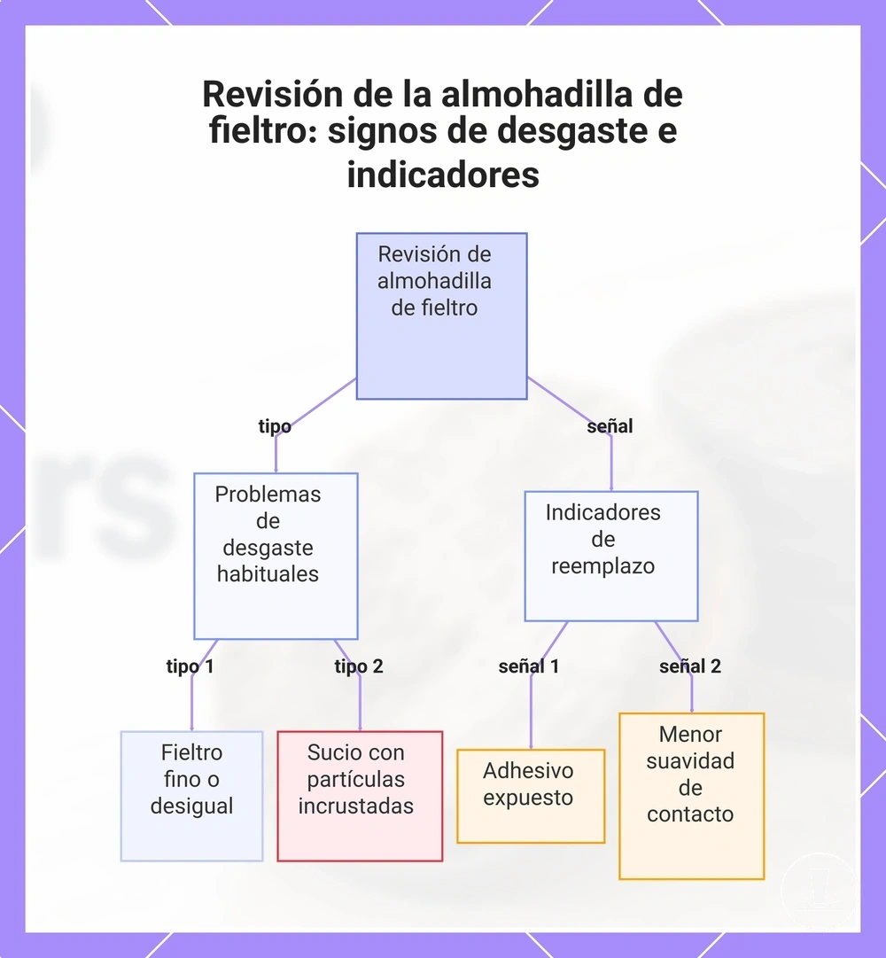 Revisión de la almohadilla de fieltro: signos de desgaste e indicadores